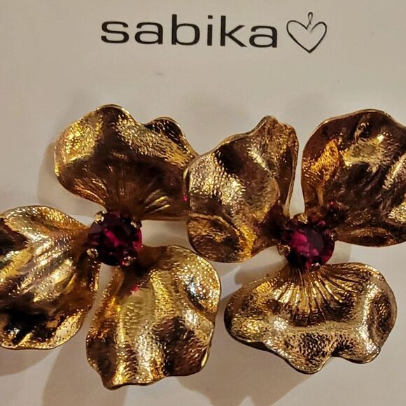#Sabika #Statement #AlMi Collection Gold Modular Flower Studs #NWOT - Picture 4 of 6